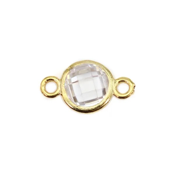 Spacer round zirconia oxide set 6x10mm - Gold plated 925 silver x 2pcs