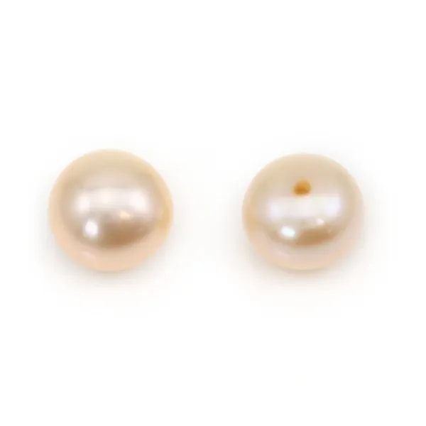 Perle di acqua dolce, semi-forate, grigie, a bottone, 3.5-4mm x 4 pezzi