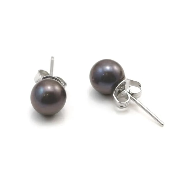 Boucles d'oreilles argent 925 perle d'eau douce 7-8mm  x 2pcs