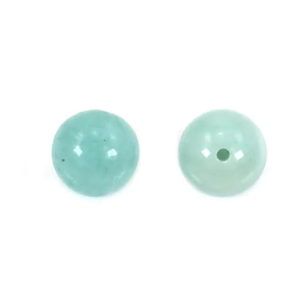 Amazonita semi-perforada de un lado redonda 10mm x 2 piezas