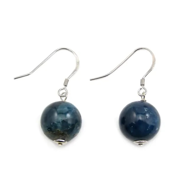 Boucles d'oreilles argent 925 apatite 12mm x 2pcs 