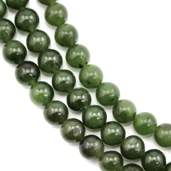 Jade Nephrit aus Russland, rund, 8mm x 39cm.
