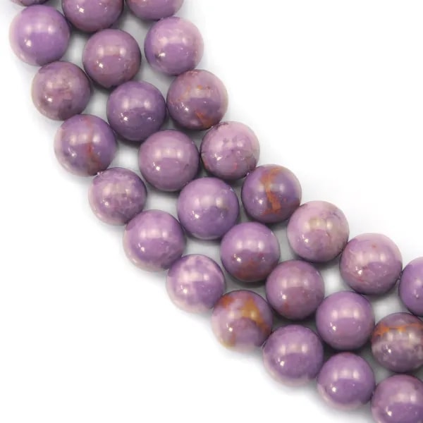 Phosphosiderite hellviolett, rund, 6 - 7mm x 40cm.