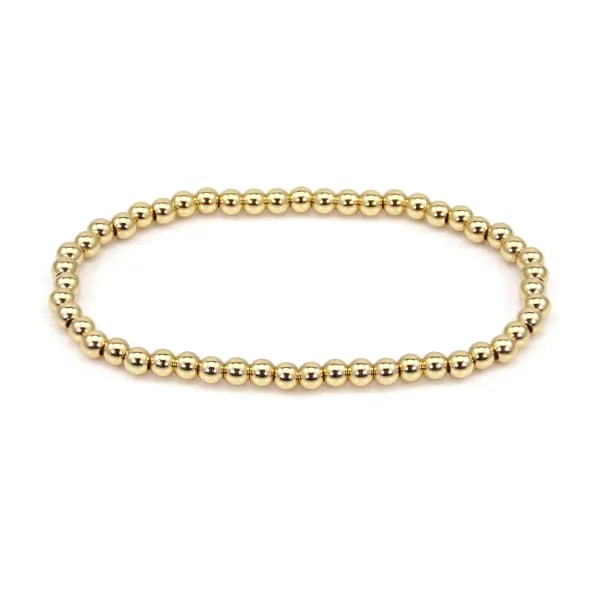 Pulsera de cuentas doradas redondas de 4 mm - Elástico x 1 ud.