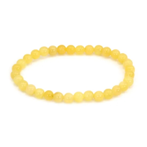Pulseira de jade mel redonda 6mm - Elástico x 1 unidade