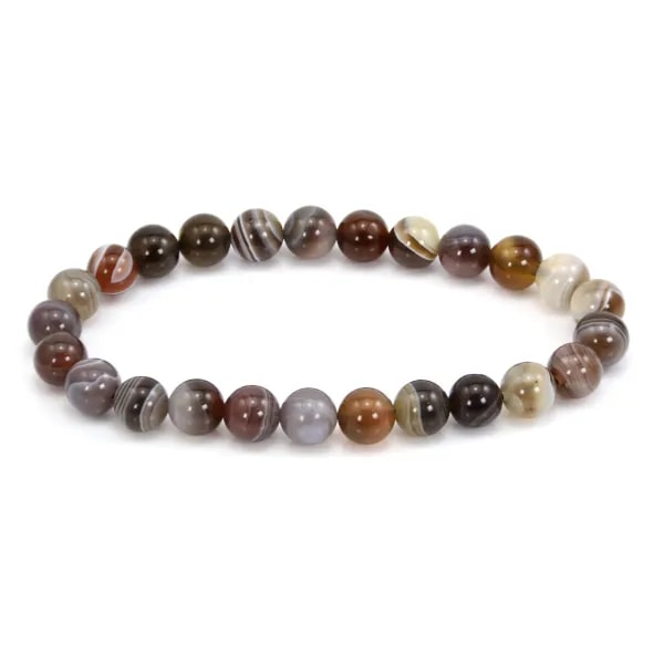 Pulseira de Ágata do Botswana redonda 8mm - Elástico x 1 unidade