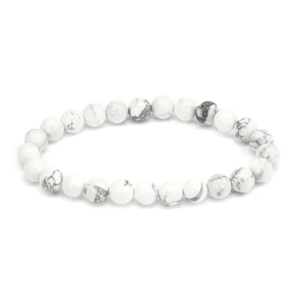 Bracelet Howlite rond 8mm - Elastique x 1pc