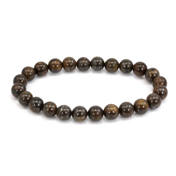 Pulseira Bronzite redonda 8mm - Elástico x 1 unidade