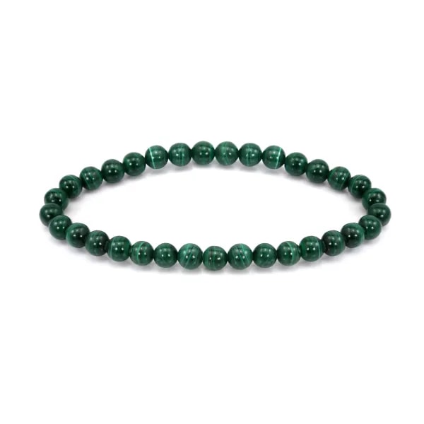 Pulseira de Malaquita redonda 6mm - Elástico x 1 unidade