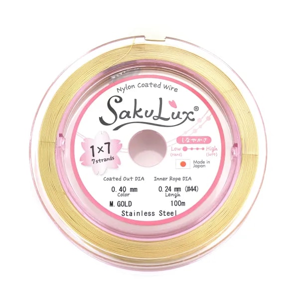 Stahlseil 7-litzig mit Nylonummantelung in Gold 0.4mm x 100m