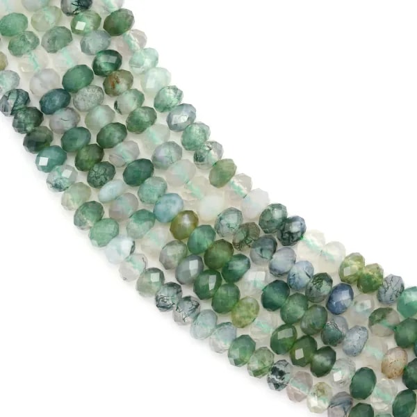 Agate mousse rondelle facetté 2x3mm x 39cm