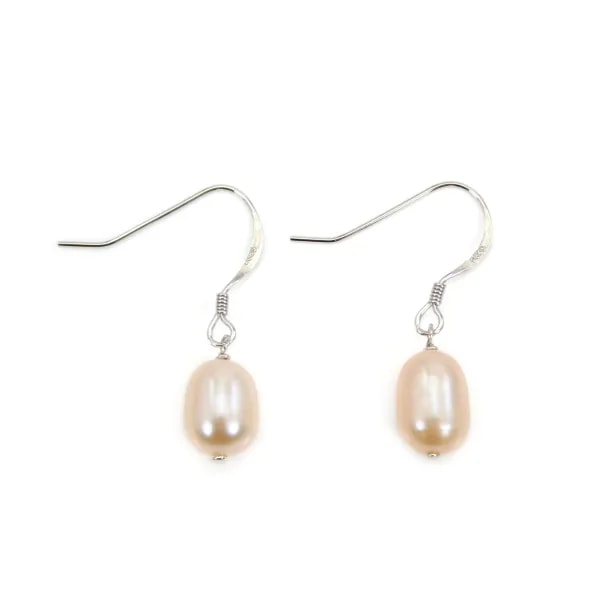 Boucles d'oreilles perle d'eau douce rosé, en argent 925 x 2pcs