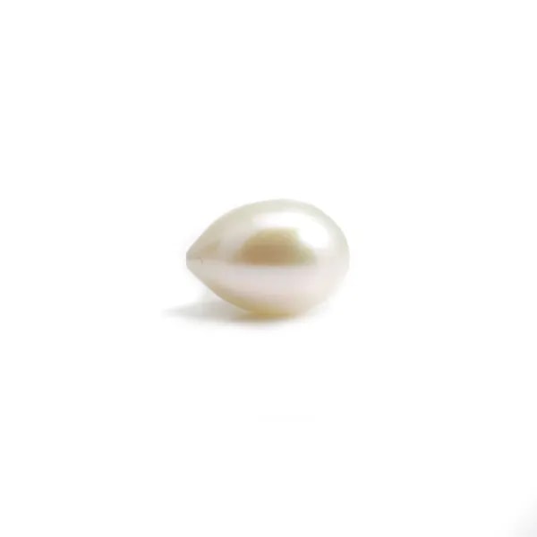 Perla de agua dulce blanca ovalada de 8 mm con medio agujero de 0.6mm x 1 pieza