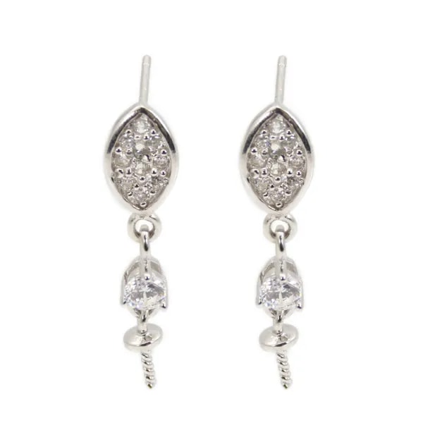 Clous d'oreilles marquise para semi perforada 6x25mm - óxido de circonio y Plata 925 rodinada x 2 uds.