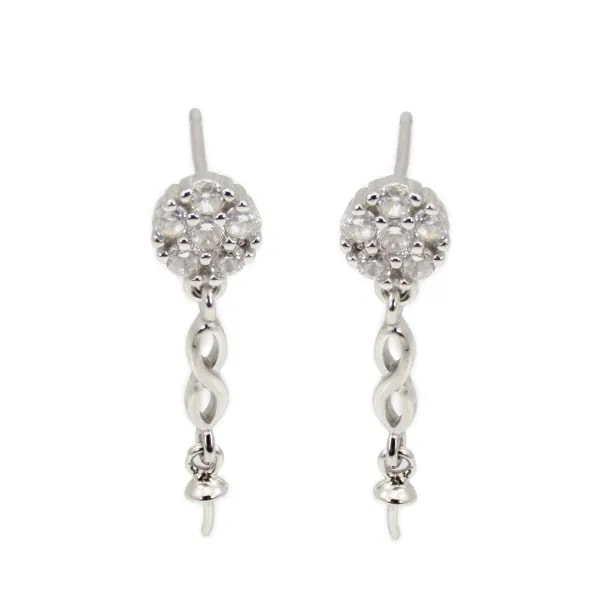 Orecchini a perno fiore infinito per foro parziale 7x25mm - zirconi cubici & Argento 925 rodio x 2pz