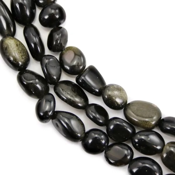 Baroque obsidian nugget 6-8mm x 40cm