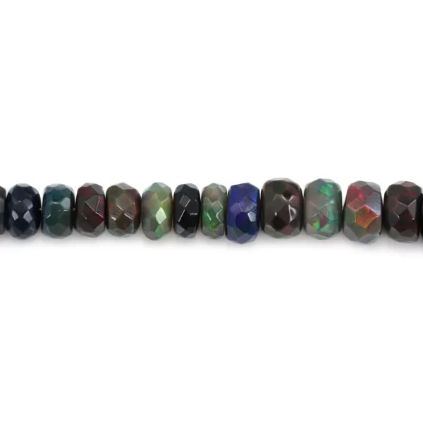 Ethiopian black opal treated faceted rondelle graduated 3.5-5.5mm x 40cm