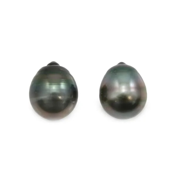 Perla de cultura de Tahití, gota, 11-12mm x 2 uds.