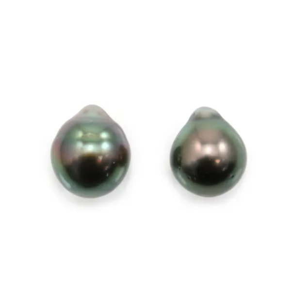 Perle de culture de Tahiti, semi-runde, 9-9.5mm, Qualität B x 2 Stk.