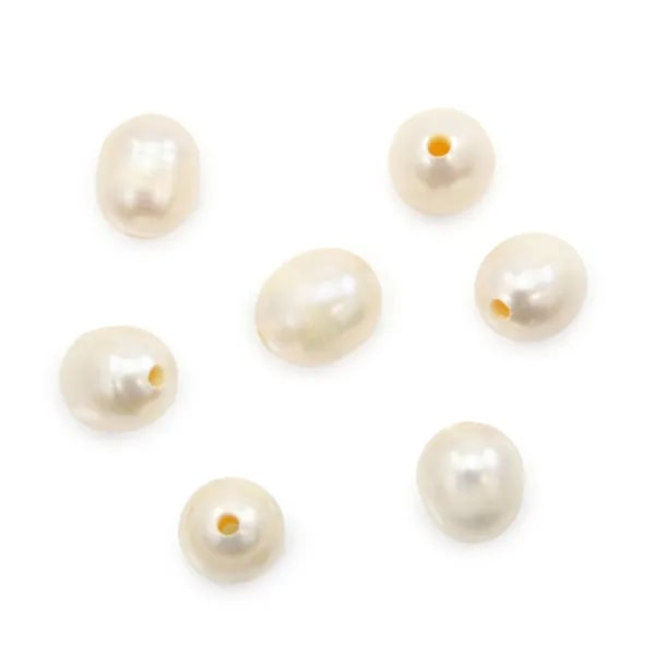 Freshwater cultured pearl, white, olive, 10-11mm x 1pc