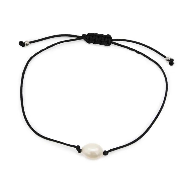 Bracelet cordon perle d'eau douce blanc