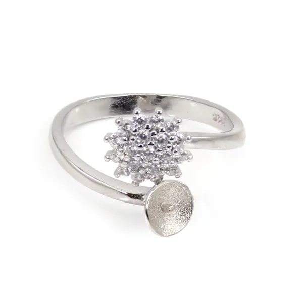 Verstellbarer Dhalia-Ring für halb durchbohrte Ohren - Zirkonia & Rhodiniertes Silber 925 x 1 Stück