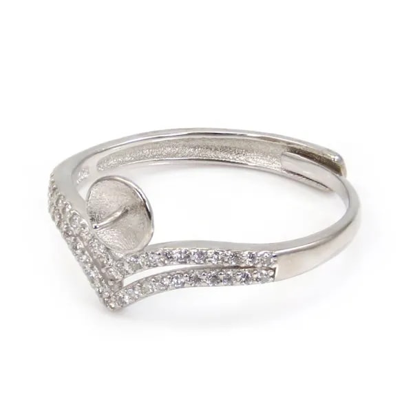 Anel ajustável de tiara para semi perfurado - zircônia cúbica e Prata 925 rodinada x 1 unid.