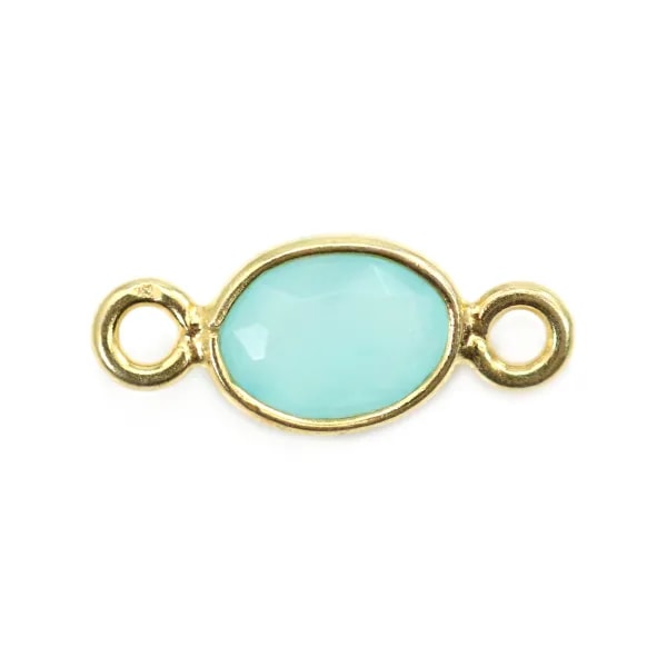 Intercalaire Calcédoine oval facetada engastada en plata 925 chapada en oro fino 7x15mm x1ud