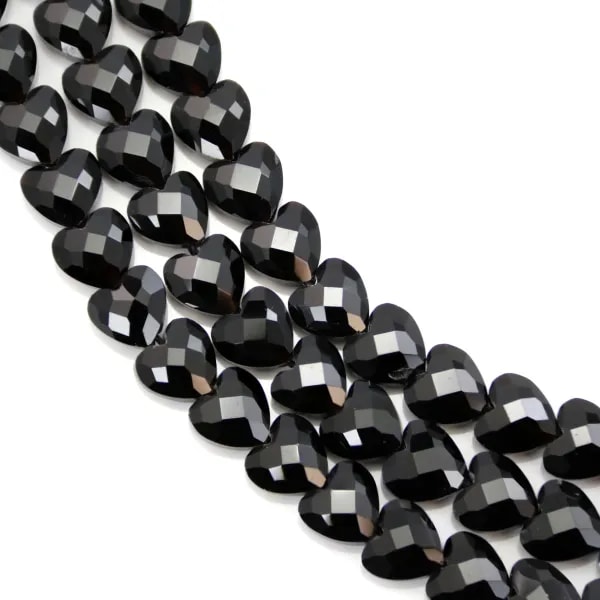 Obsidian facettiertes Herz 8mm x 38cm