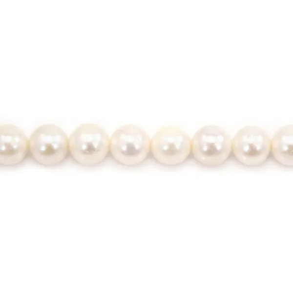 Freshwater cultured pearls, white, round, 8-9mm x 40cm