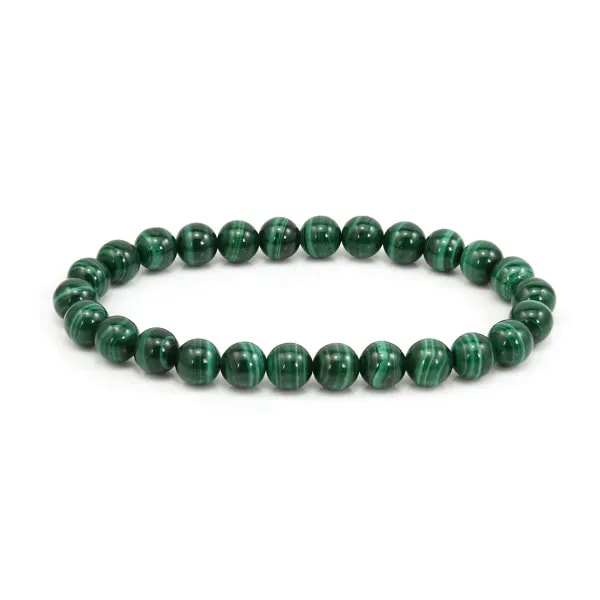 Pulseira de Malaquita redonda 8mm - Elástico x 1 unidade