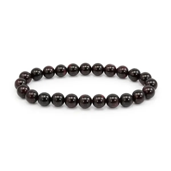 Pulseira de Granada redonda 8mm - Elástico x 1 unidade