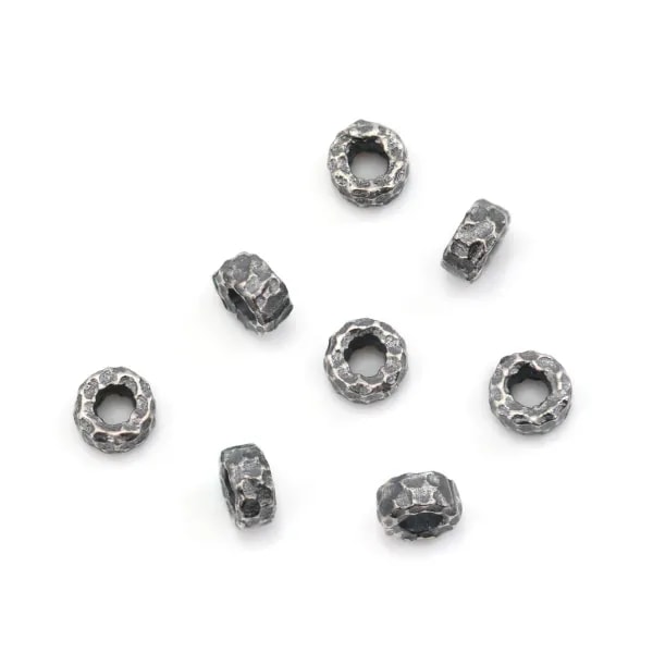 Perle intercalaire rondelle martelé 2x4mm - Silber 925 nielliert x 4 Stück