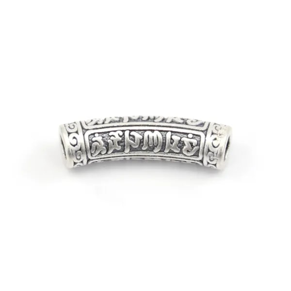 Perla Tubo mantra tibetano 6x24mm - Prata 999 niquelada x 1pc