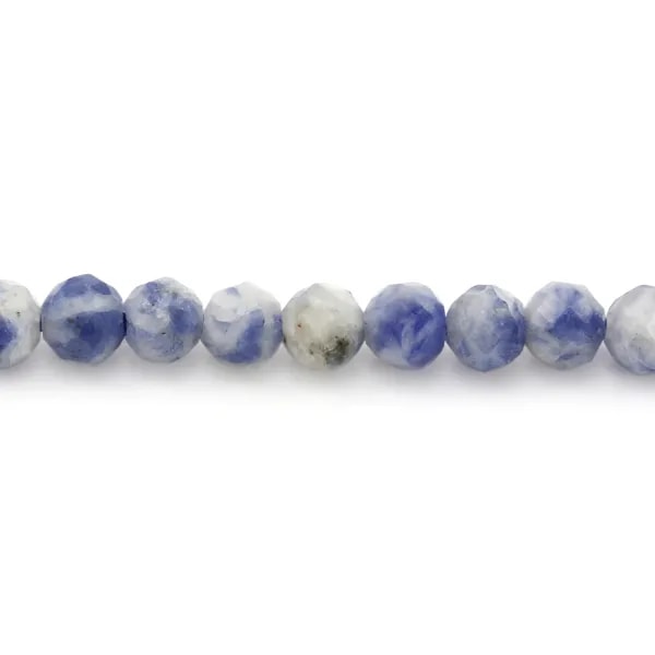 Jaspe tâche bleu rond facetté 4mm x 39cm