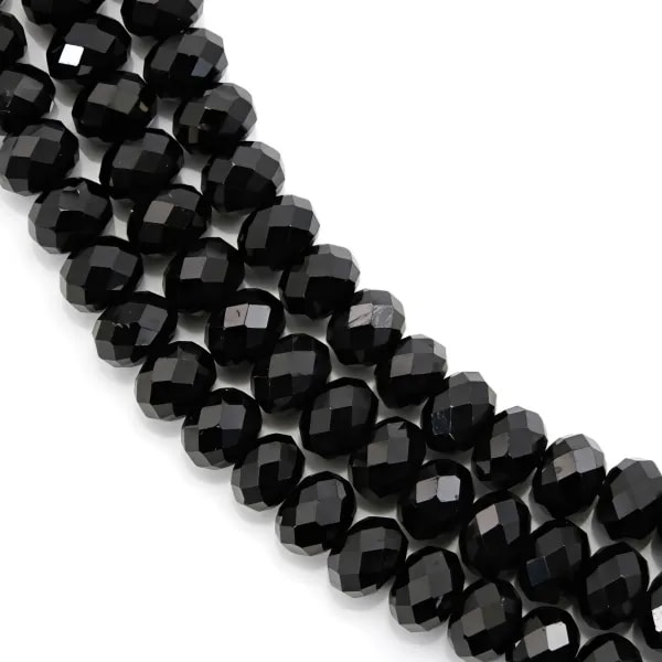 Espinel preto, contas facetadas em forma de disco, 4x6mm, 39cm.