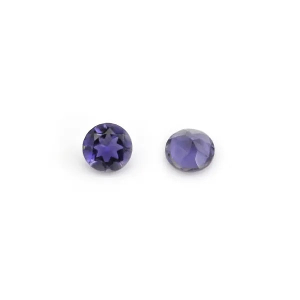 Cordierite (Iolite) set, round brilliant cut, 3.5mm x 1pc.