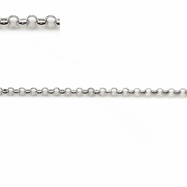 Catena in argento 925 rodio maglia jaseron 1.5mm x 50cm