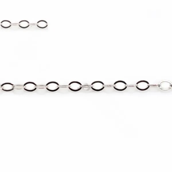 Catena argento 925 rodiato maglia forzatina piatta 1.7x2.1mm x 50cm