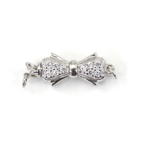Cierre de clip lazo corazón 9x23mm en plata 925 para creación de joyas
