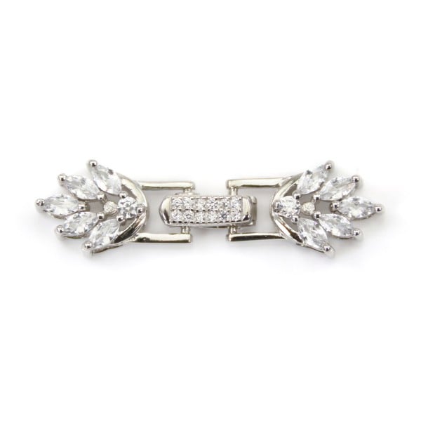 Doppelblumen-Klappverschluss 9x32mm aus 925er Silber für Schmuckherstellung