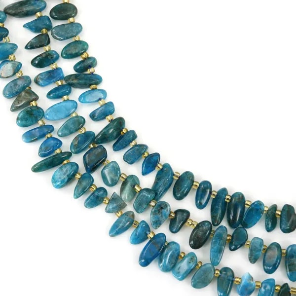 Elongated chip beads in natural blue Apatite