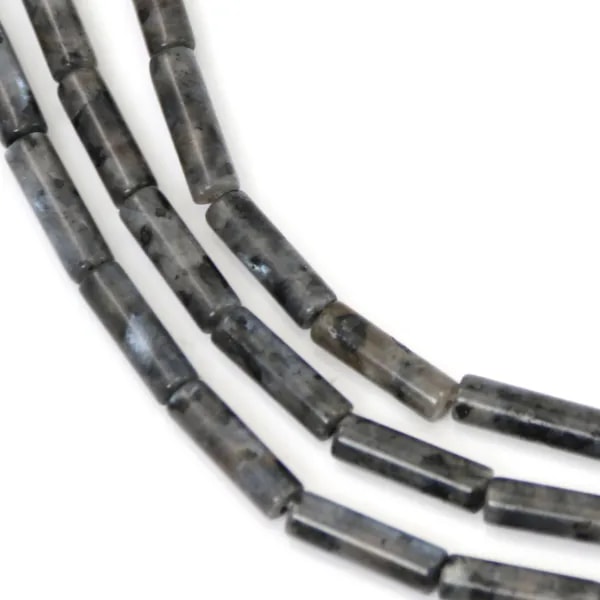 Perla di Larvikite Tubo 4x13mm | Labradorite Nera Naturale