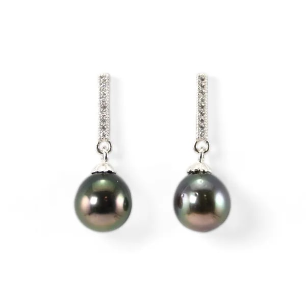 Earring starling silver 925 tahiti cultured pearl  x 2pcs
