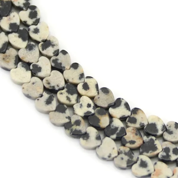Conta Coração Jaspe Dalmata 4mm | Pedra Natural Malhada