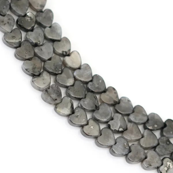 Perla de Piedra Natural Larvikita 4mm | Forma Corazón