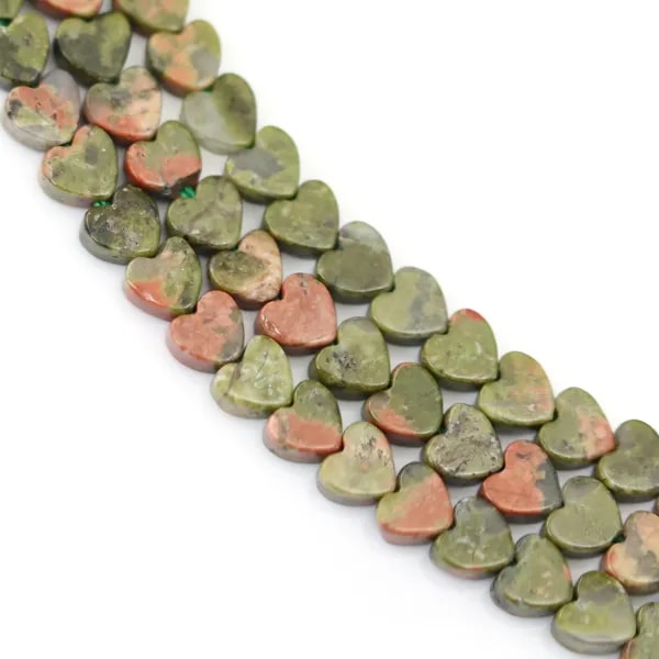 Jaspe Unakite coeur 4mm x 38cm