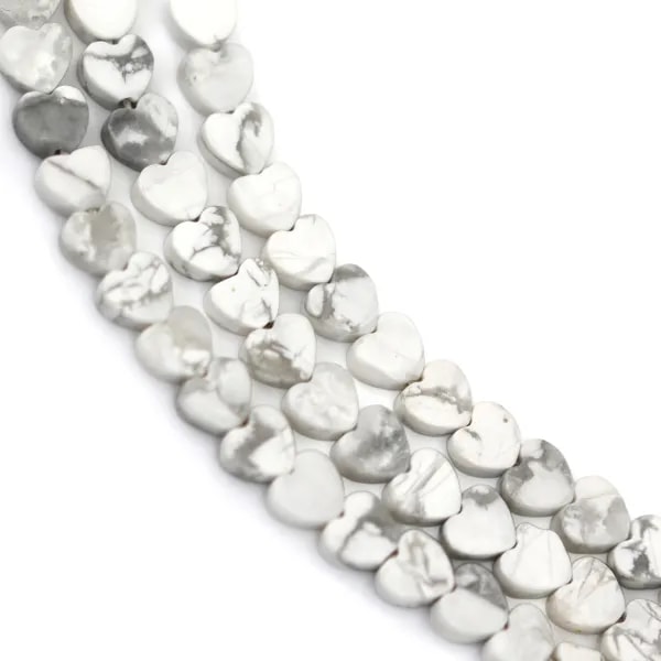 Perla Corazón Howlite 4mm | Piedra Natural Blanca Veteada
