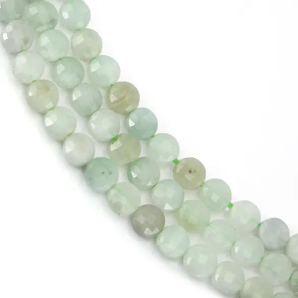 Perla Redonda Plana Facetada Jade 4mm | Pedra Natural Verde