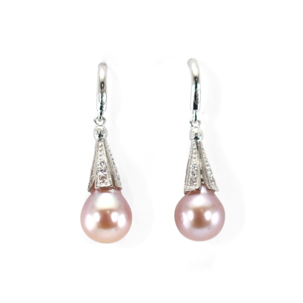 Ohrringe Tropfen 8mm Zuchtperle | 925 Rhodiniertes Silber